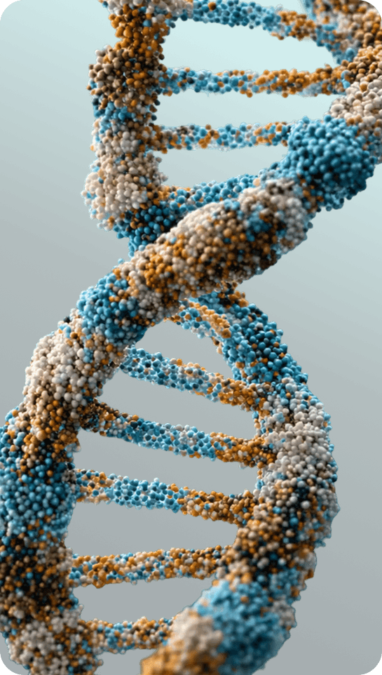 3D DNA visual representing the low tumor mutational burden and immune‑cold biology of uveal melanoma